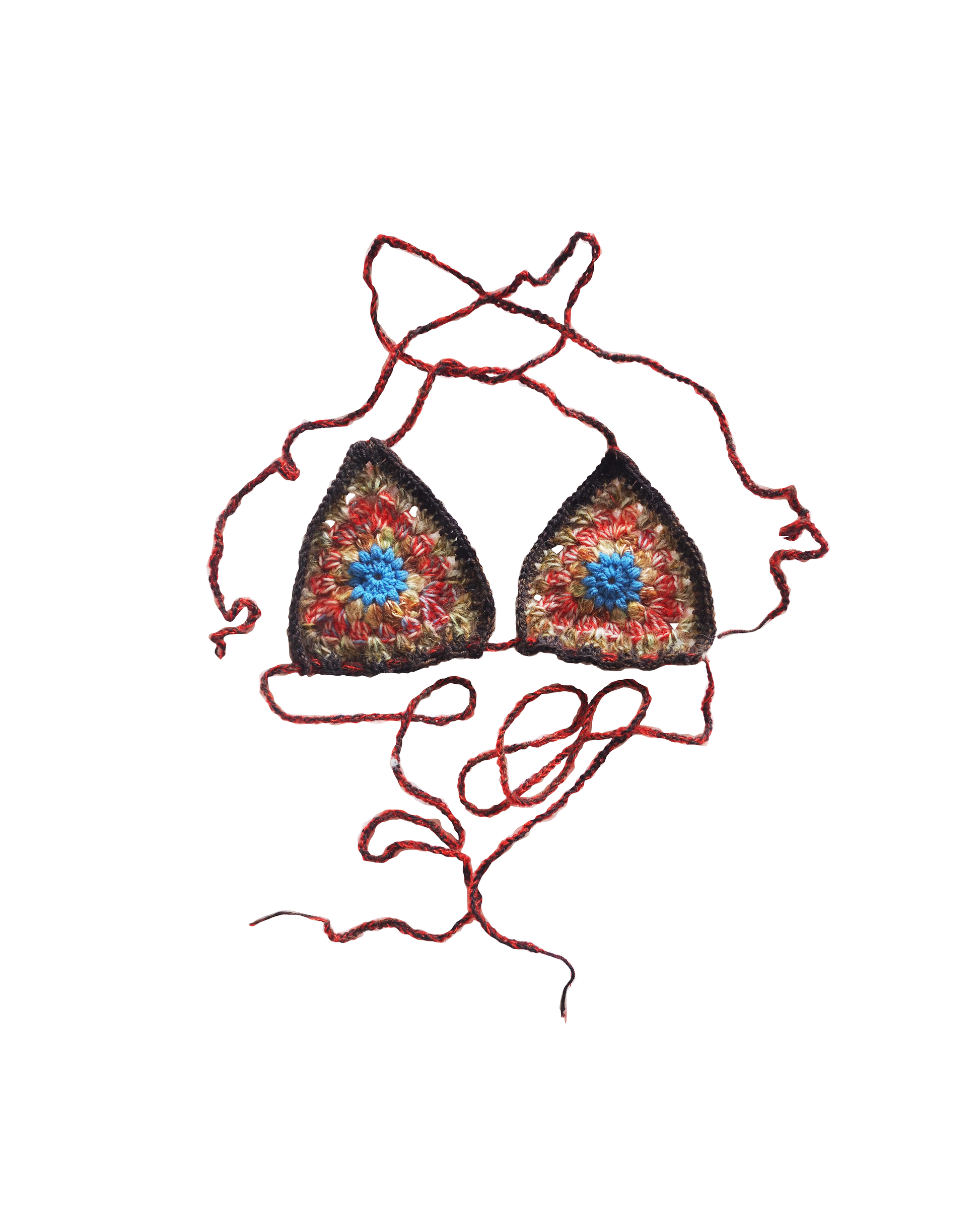 bikini top - brown + red