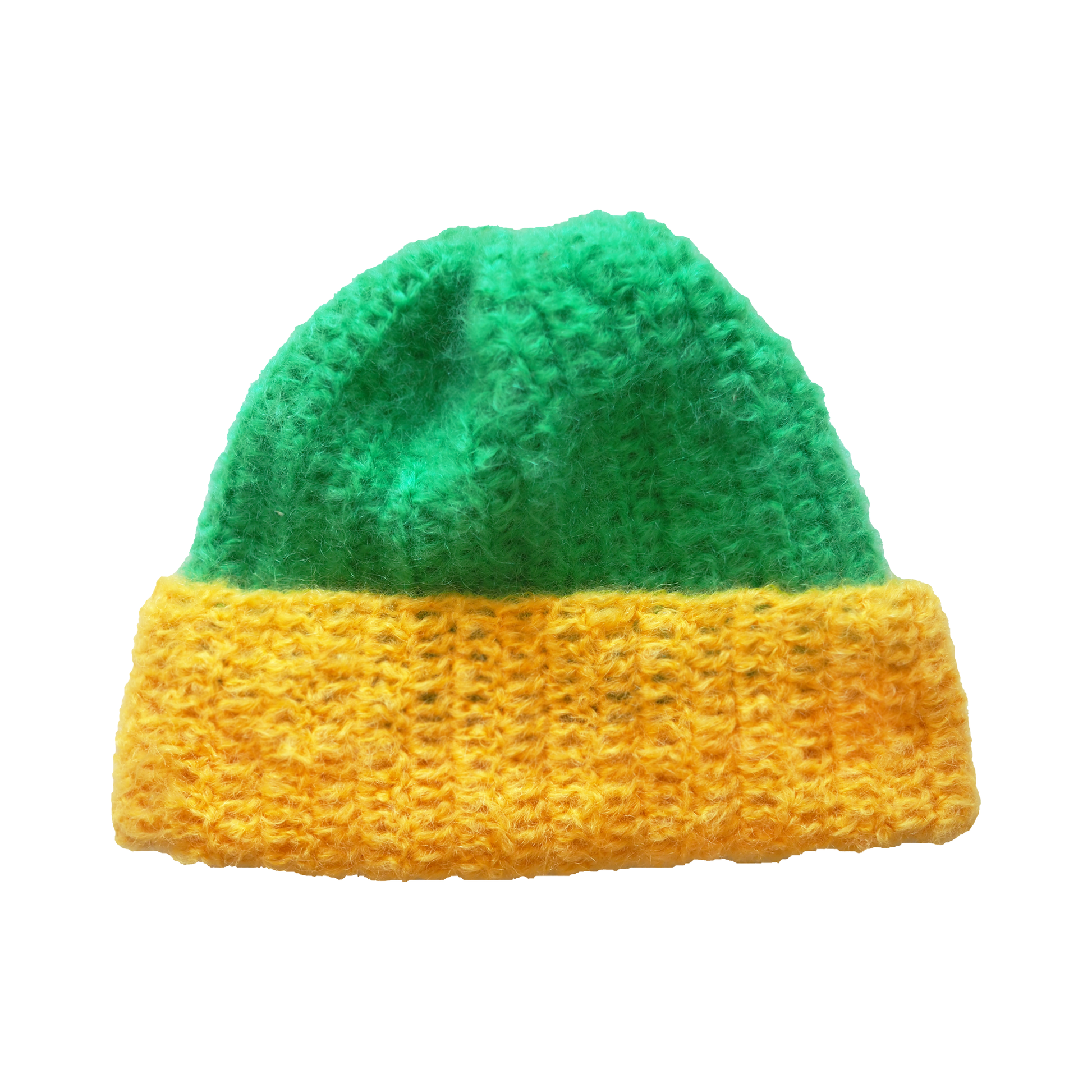 fuzzy sorbet hat - green+yellow