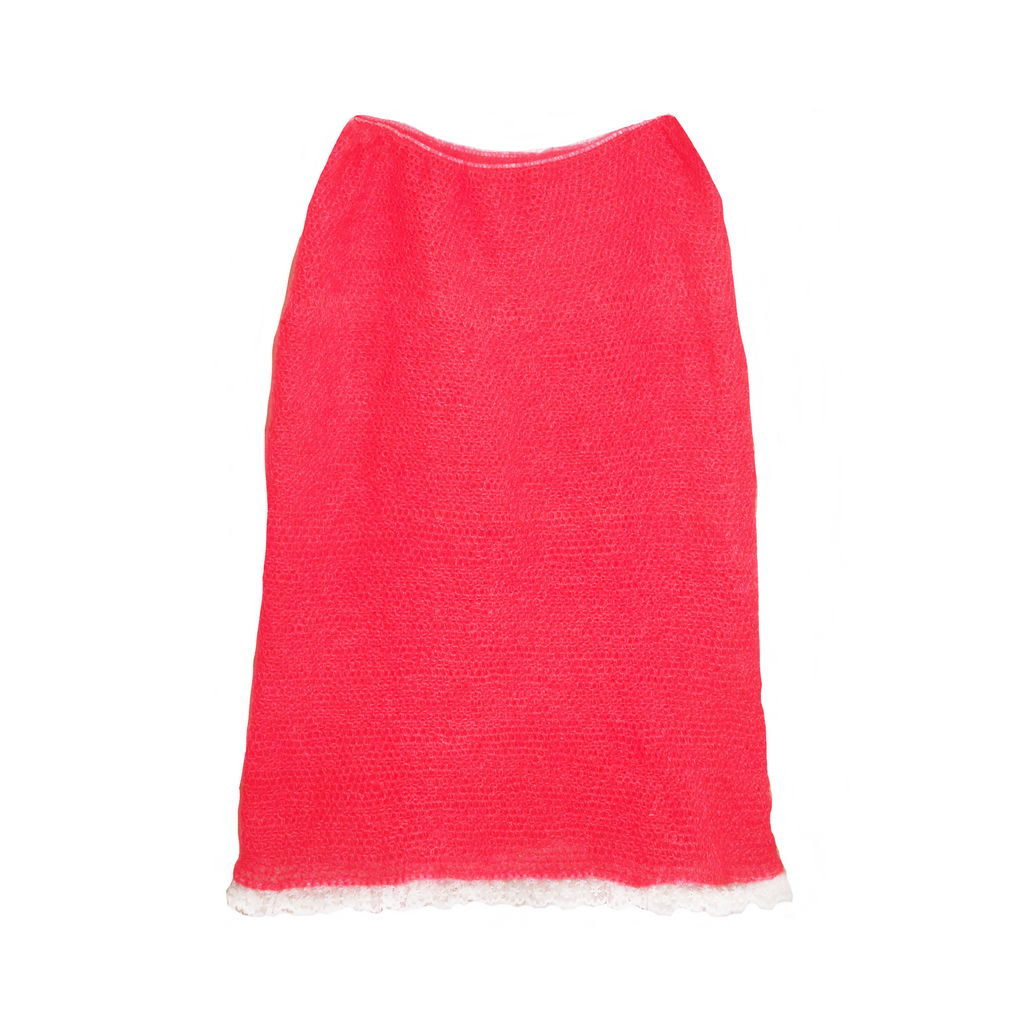 furry flaming mohair skirt with lace