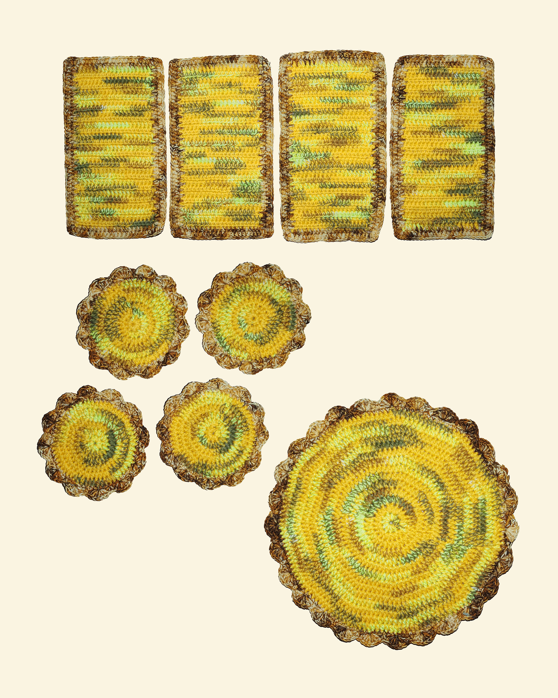 Table Set - Yellow + Brown